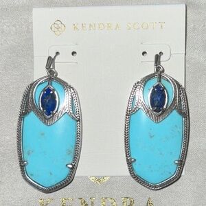 Kendra Scott Darby Drop Earrings Silver Blue Magnesite Blue Lapis GORGEOUS NWT!